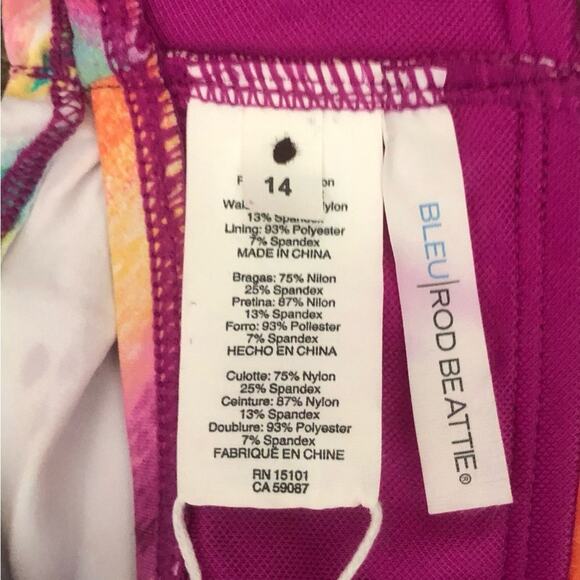Bleu Rod Beattie NWT Multi Brushstroke Front Band Colorful Bikini Bottom Size 14 - Picture 13 of 16